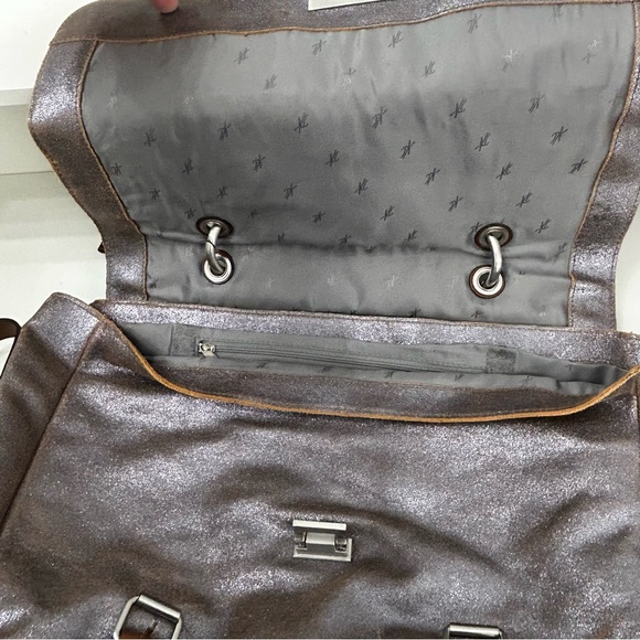 Kenneth Cole Hudson Messenger Bag Leather Brown Sparkle Crossbody NEW With Tags - Picture 8 of 16